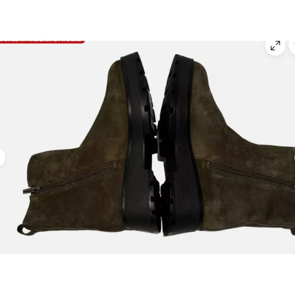 NEW Vince Camuto Neframes Army Green Leather Round Toe Chelsea Boot Size 8M - Picture 2 of 10